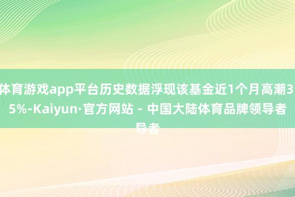 体育游戏app平台历史数据浮现该基金近1个月高潮3.5%-Kaiyun·官方网站 - 中国大陆体育品牌领导者