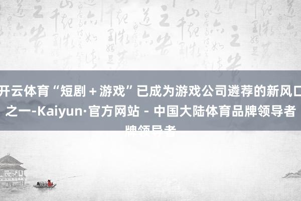 开云体育“短剧＋游戏”已成为游戏公司遴荐的新风口之一-Kaiyun·官方网站 - 中国大陆体育品牌领导者