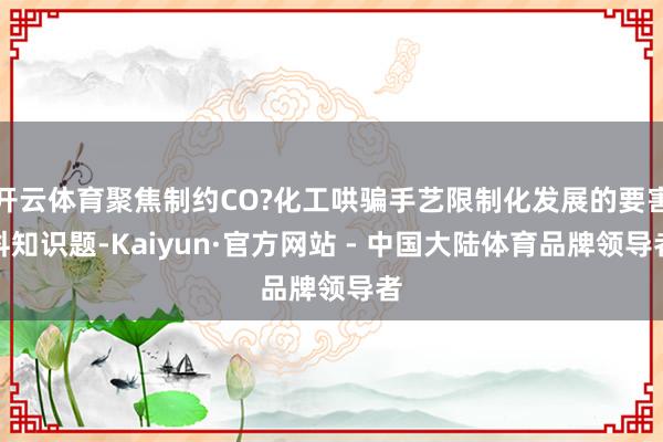 开云体育聚焦制约CO?化工哄骗手艺限制化发展的要害科知识题-Kaiyun·官方网站 - 中国大陆体育品牌领导者