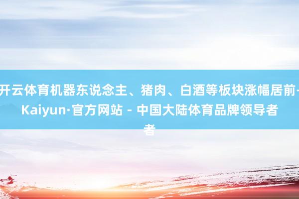 开云体育机器东说念主、猪肉、白酒等板块涨幅居前-Kaiyun·官方网站 - 中国大陆体育品牌领导者